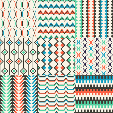 seamless retro geometric pattern setのイラスト素材