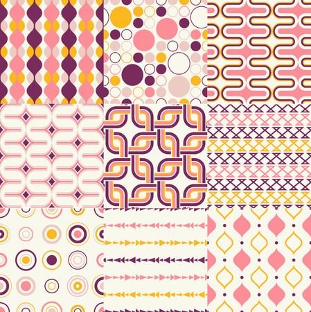 seamless retro geometric pattern setのイラスト素材