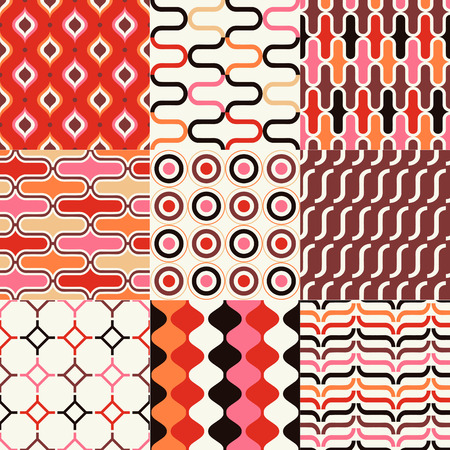 seamless retro geometric pattern setのイラスト素材