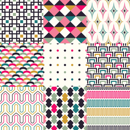 seamless abstract geometric pattern setのイラスト素材