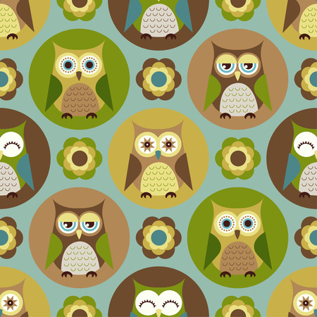 seamless cute owls pattern backgroundのイラスト素材
