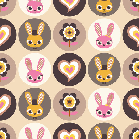 seamless rabbits cartoon patternのイラスト素材