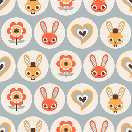 seamless rabbits cartoon patternのイラスト素材