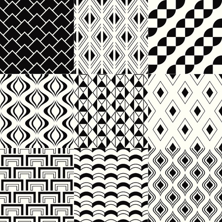 repeated monochromatic geometric pattern setのイラスト素材