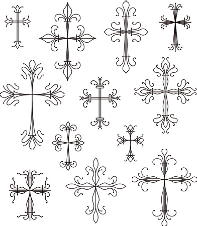 cross scroll symbols setのイラスト素材