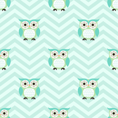 seamless cute owls cartoon background wallpaperのイラスト素材