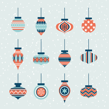 christmas ornaments ball element setのイラスト素材