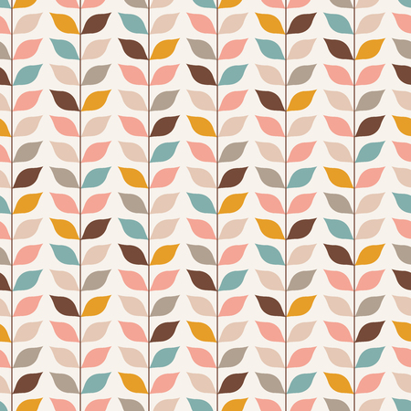 Seamless retro vines leaves pattern. Vertical multicolored plant wallpaper backgroundのイラスト素材