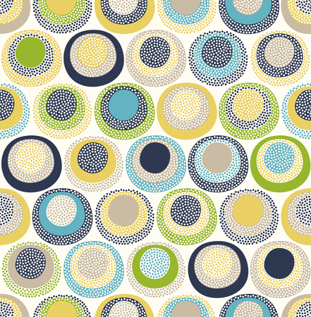 seamless childish abstract colorful round circle dots pattern on white background.のイラスト素材