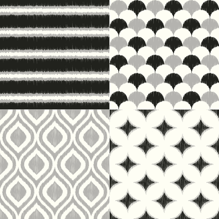 seamless monochrome geometric textile background patternのイラスト素材