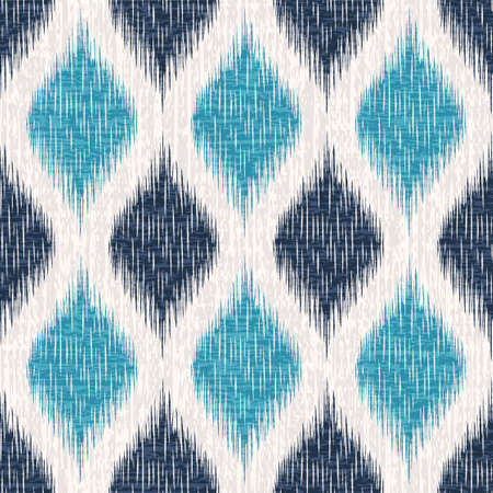 Ikat ethnic seamless pattern. Abstract ogee textured background for textile, wallpaper, carpet, clothing. Traditional bohemian vector illustration.のイラスト素材