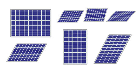 pv panel. photovoltaic panels. Solar panel on white background. Renewable energy concept. vector illustration.のイラスト素材