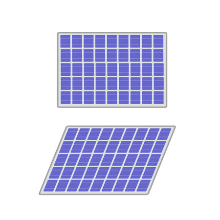 solar panels. sun energy. Alternative electricity source, concept of sustainable resources. Vector illustration isolated on white.のイラスト素材
