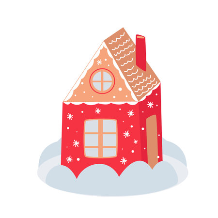 Christmas house, rustic winter house. Vector illustration holiday elements. Good for design, cards, posters, banners.のイラスト素材