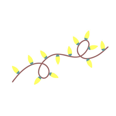 Christmas lights vector in a flat cartoon style for xmas cards, banners, posters, web.のイラスト素材