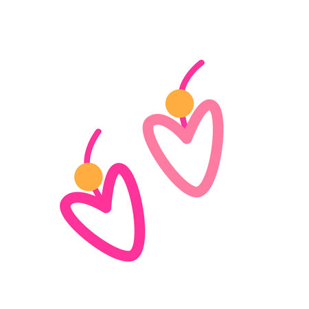 Pink heart earrings. Cute pink icon. Vector illustration.のイラスト素材