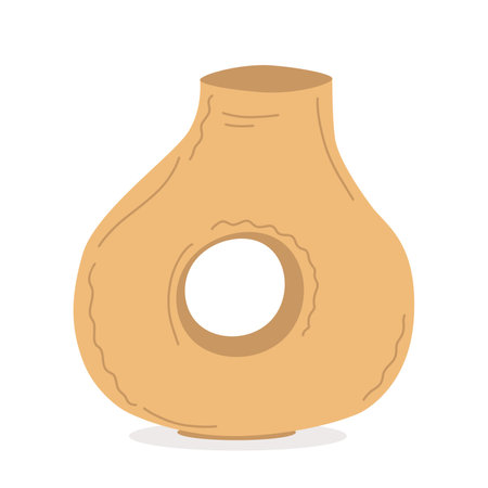 Morden ceramic Vase with hole. Hand drawn flat trendy illustration.のイラスト素材