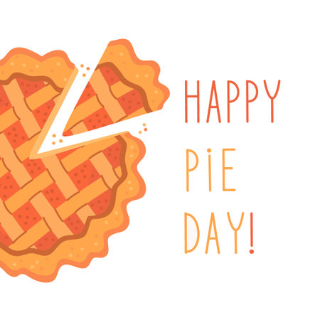 World Pie Day. Happy Pie Day card for social media.Vector illustration in flat style.のイラスト素材