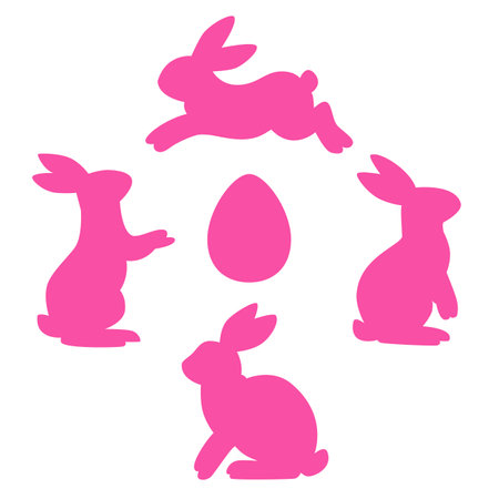 Cute bunny silhouette vector with easter egg â hand-drawn rabbit illustration for holiday and spring graphicsのイラスト素材