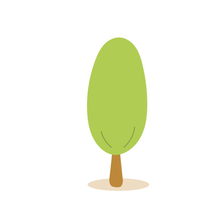 Cartoon-style tree vector illustration. Round green tree in a cheerful, whimsical design.のイラスト素材