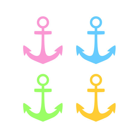 Colorful nautical vector anchors â€“ nautical vector symbols with circular tops and flukes for...