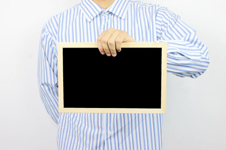 Business men are holding a blank photo frame and have copy space for design in  you work.の写真素材