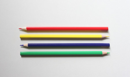 top view crayon is placed on a white background and have copy space in your work.の写真素材