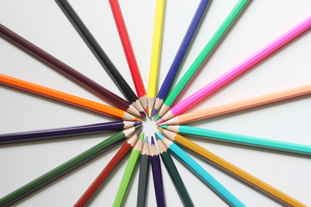 top view crayon is placed on a white background and have copy space in your work.の写真素材