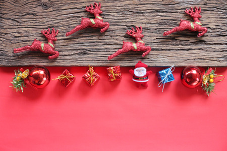 Concept reindeer and christmas decorations.Top view and have copy space to for your design.の写真素材