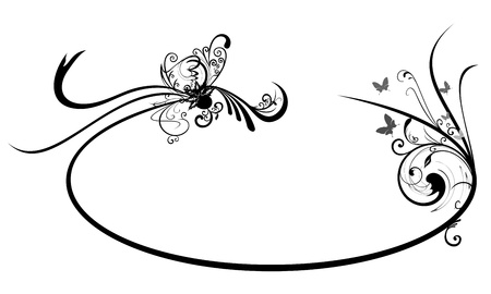 Oval frame with Abstract Floral motifのイラスト素材