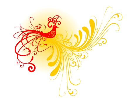 Abstract bird silhouette with floral motifのイラスト素材