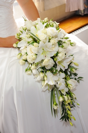 Brides white lilies and roses.の写真素材
