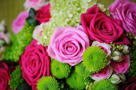 Brides flowers closeup at weddingの写真素材