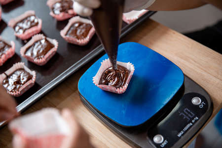 Making brownies with chocolate chunks - stock photo
