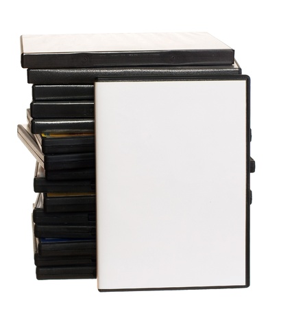 Heap of DVDs isolated on the white backgroundの写真素材