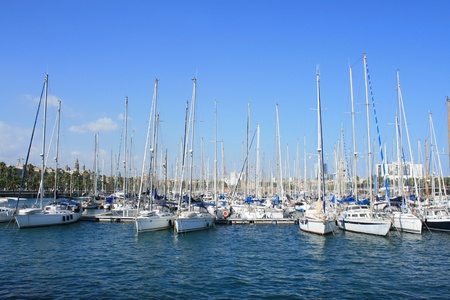 Yachts at Port Vell in Barcelona. の写真素材