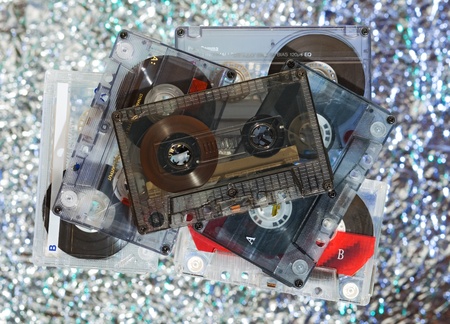 Audio cassettes in disco lightsのeditorial素材