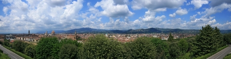 View of Florence with Duomo, Palazzo Vecchio and Santa Croceの写真素材