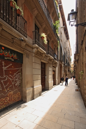 BARCELONA, SPAIN - MAY 11  Barri Gotic on May 11, 2013 in Barcelona, Spain  It is centre of the old city, one of symbols of the city のeditorial素材