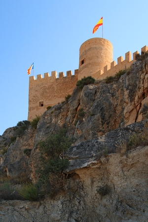 Spanish castle Castalla, Alicante. Castalla is the part of Route of the Castles of Vinalopoのeditorial素材
