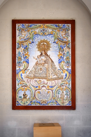 Ancient ornamented tile in the Concathedral de San Nicolas, Alicante Spainのeditorial素材