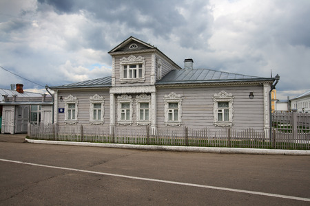 Traditional Russian wooden house with decorations in the Kremlin of Kolomna, Moscow region, Russia. The Kremlin was built in the 16th Century and is the popular landmark of Kolomnaのeditorial素材