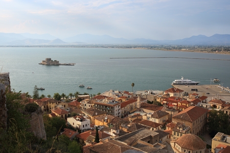 View of the old part of Nafplio town from Palamidi castle, Greece