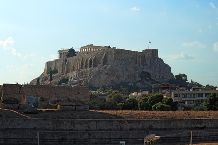 Athens Acropolis view from the temple of Zeus siteのeditorial素材