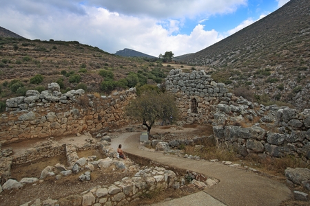 Landscape around Mycenae and ruins of the ancient cityのeditorial素材