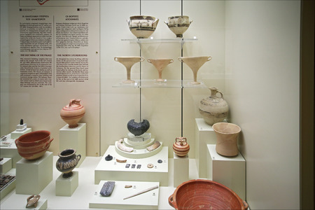 Mycenae, Greece, September, 07, 2016. Pottery in museum of Mycenae. These artefacts were created about 3500 years ago.のeditorial素材