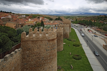 Avila medieval fortress wall, Castilla y Leon, Spainの写真素材