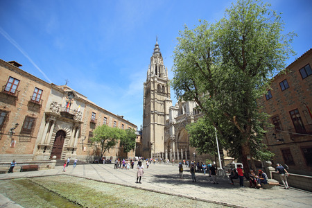Toledo, Spain, May, 8, 2017. The Cathedral in sunny day, Spain. The historical city of Toledo is a UNESCO World Heritage.のeditorial素材