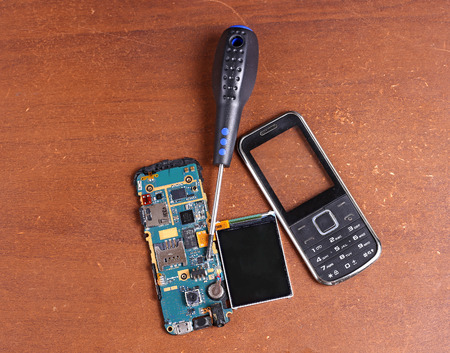 Disassembled broken cell (mobile) phone repairの写真素材