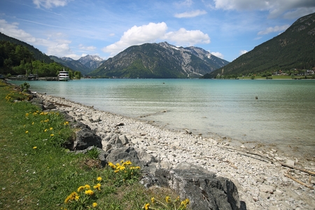 Achensee lake in mountains of Tyrol, Austriaの写真素材